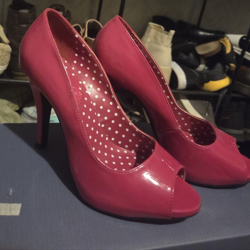 Xappeal Hot Pink Peep-Toe Heels